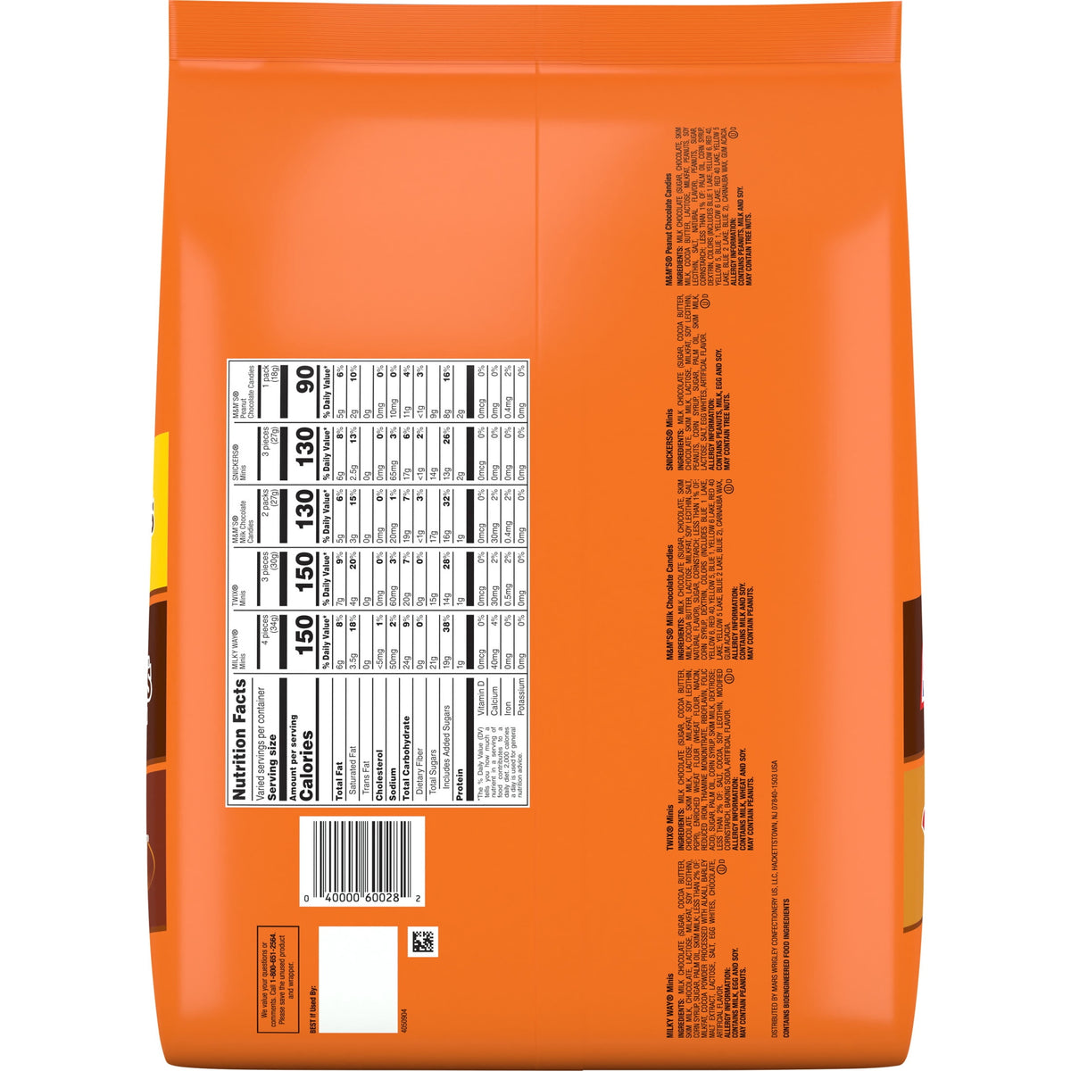 M&M's, Snickers, Twix & Milky Way Chocolate Halloween Candy Variety Pack - 120 Ct Bulk Bag