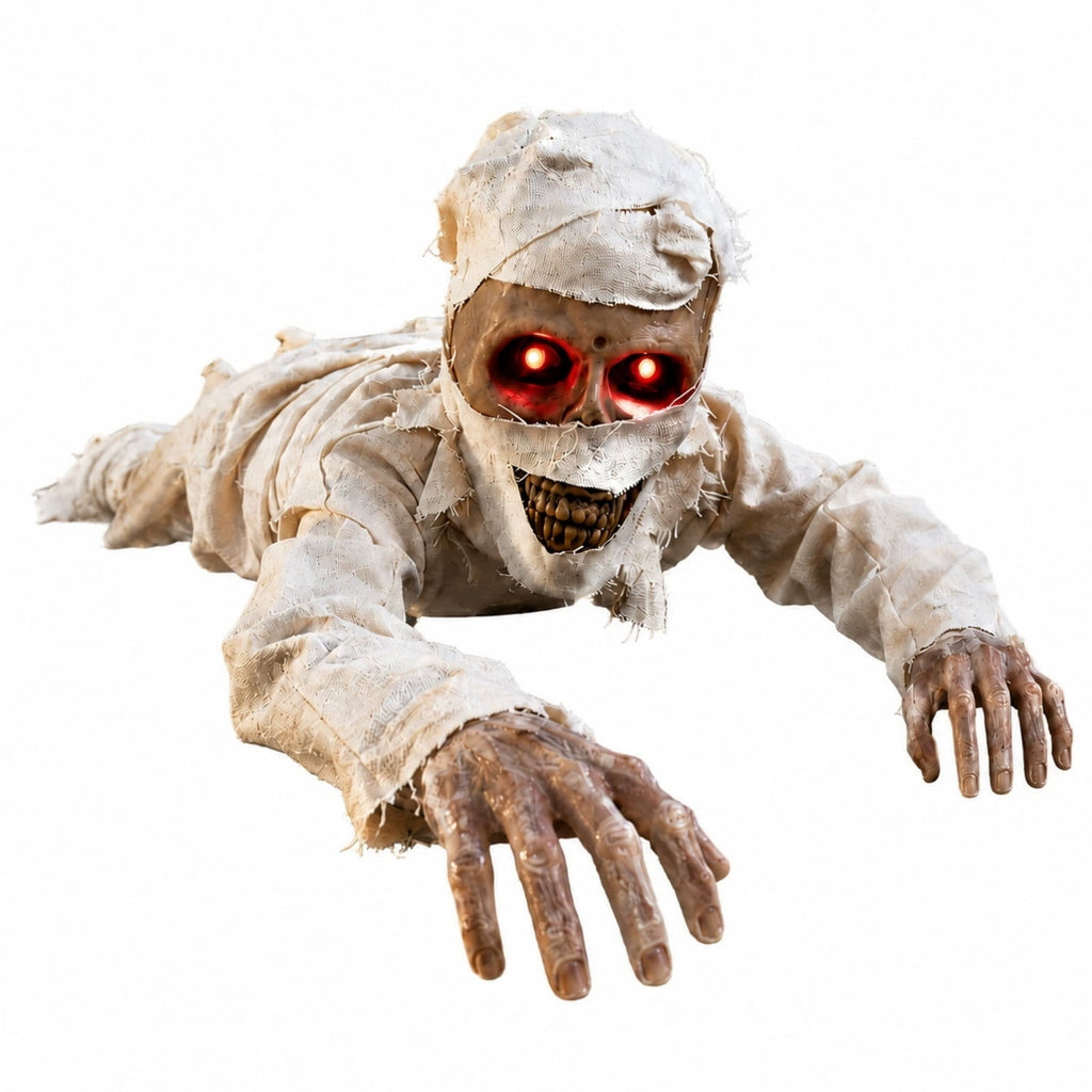 Diceymbol Animated Crawling Ghost Halloween Prop with Sound and Red Light Up Eyes for Yard Porch Party Decor 17 Inch