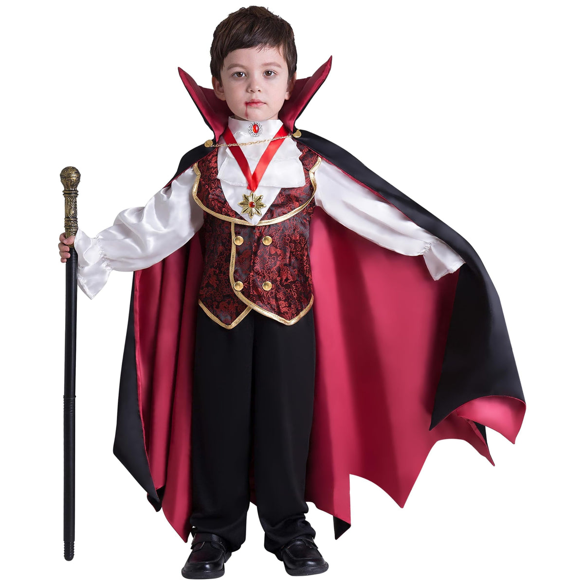 Joyfy Gothic Vampire Costume Kids, Toddler Vampire Costume Halloween Vampire Costume, Vampire costume for boys, Halloween Party Dress Up (3-4yrs)