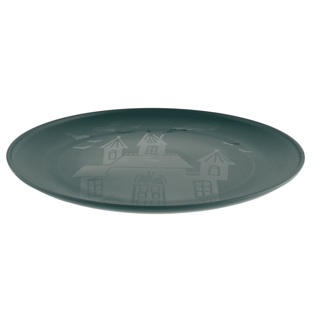Mainstays 10.5 in Round Plastic Halloween Bats Dinner Plate, Black