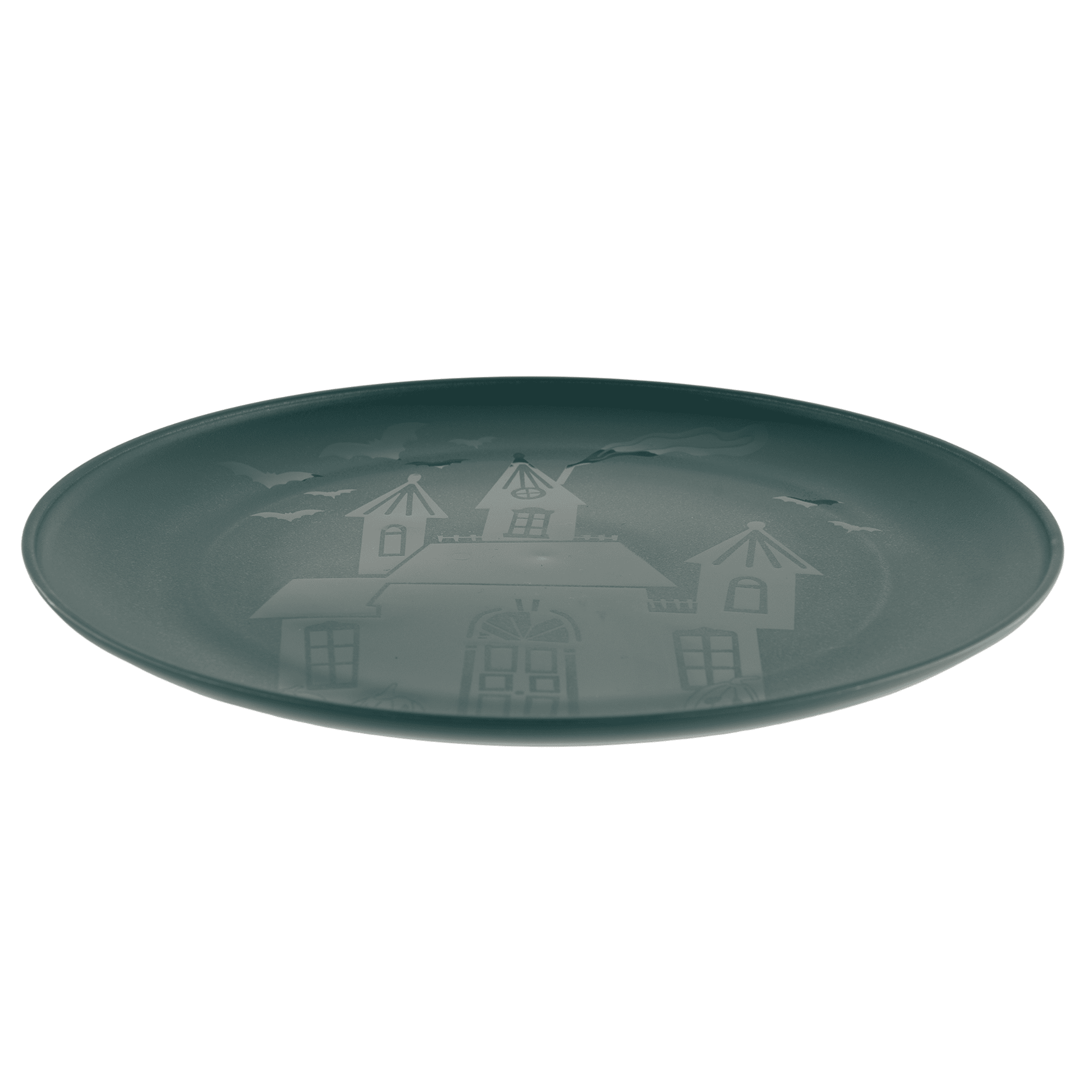 Mainstays 10.5 in Round Plastic Halloween Bats Dinner Plate, Black