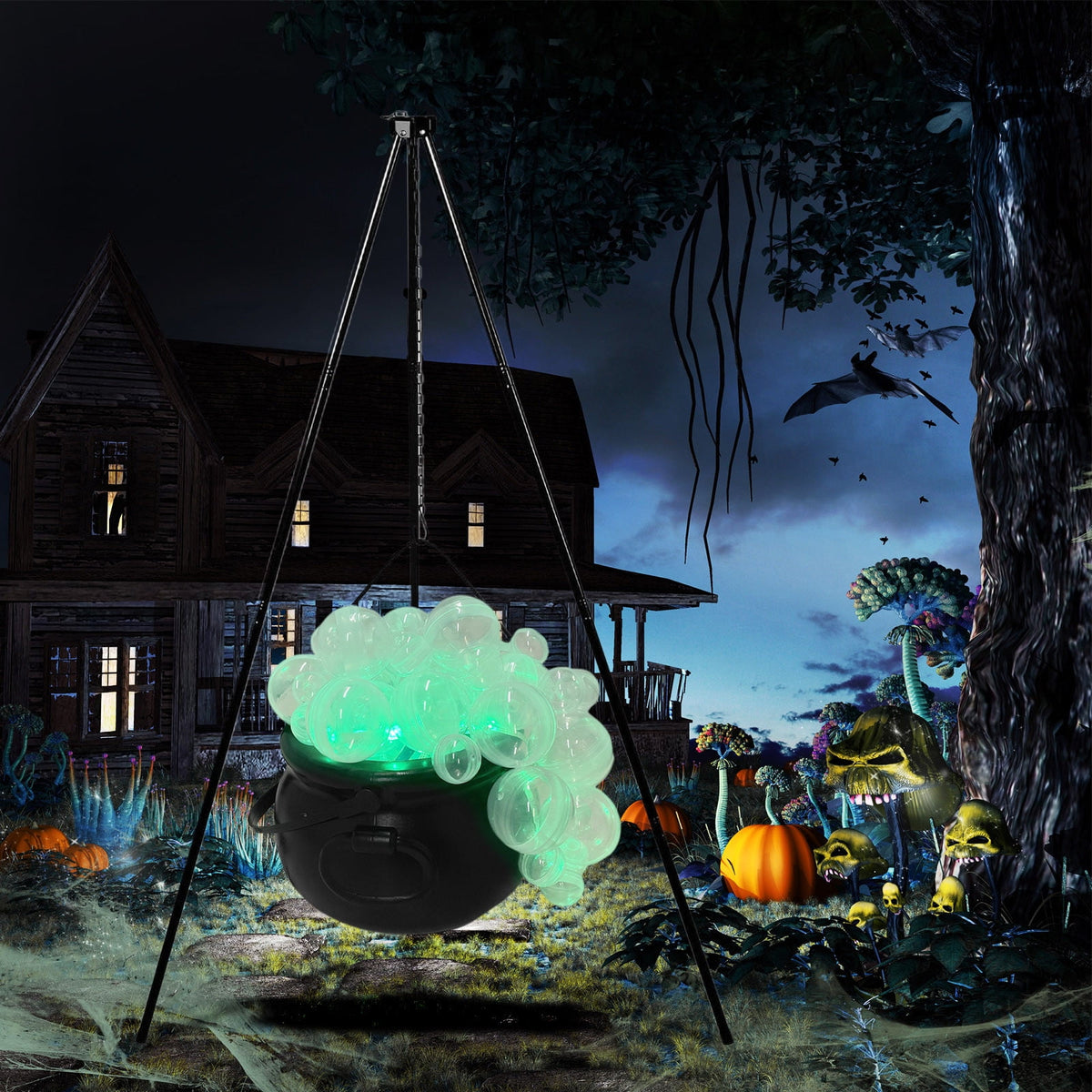 Muecwrye Halloween Decorations Outdoor, Halloween Clearance! Halloween Witches Cauldron on Tripod with Lights, DIY Bubbling Cauldron Set Decor for Home Porch Outside, Halloween Party Supplies