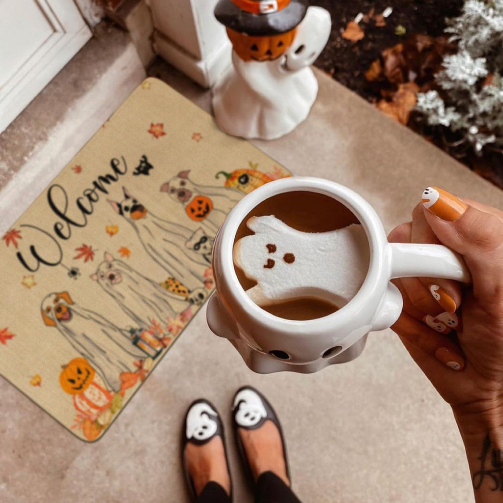 ASKETAM Halloween Doormat Indoor/Outdoor Non-Slip Carpet 19.5" x 31.3" (Dog Pumpkin)