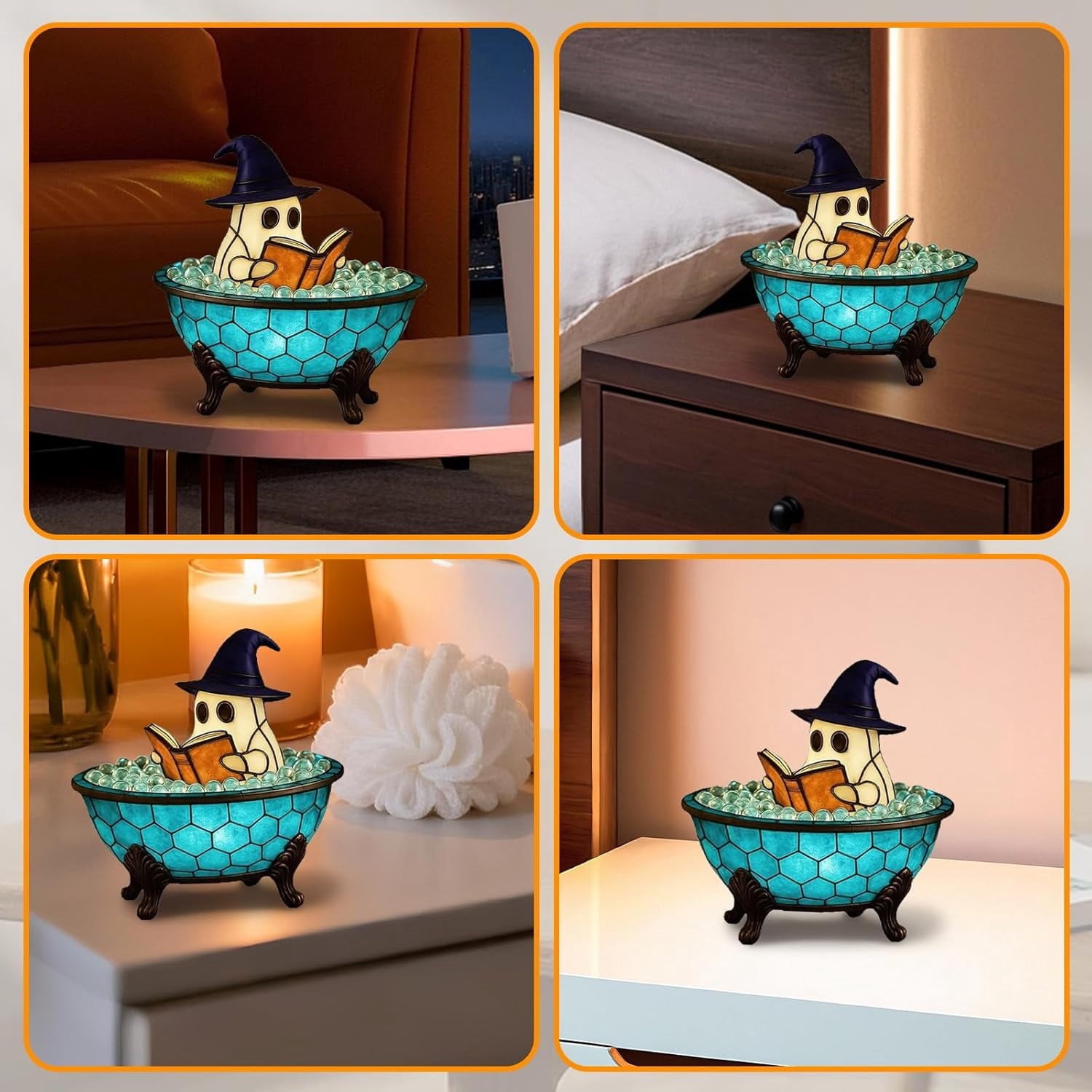 Clearance Halloween Decor-Halloween Decorations Indoor-Light up Ghost in Glass Like-Cute Ghost with Light for Home Kitchen Mantel Tabletop Party Decor and Holiday Decorations Best Halloween Gifts