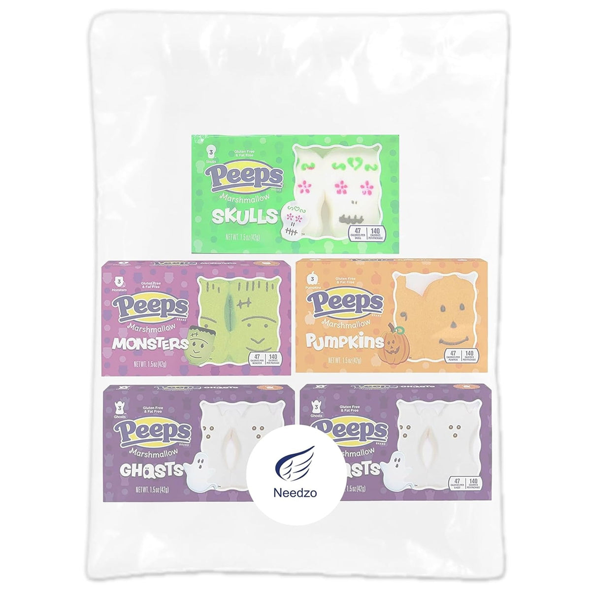 Peeps Halloween Marshmallow Bundle, Packs of 3 Sugar Skulls, Monsters, Pumpkins and Ghosts, Pack of 5