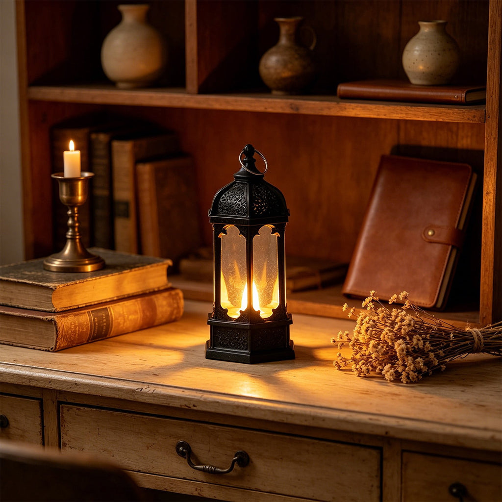 Djiypn Mini Lanterns 2Pack LED Small Lanterns Decorative Indoor Outdoor Hanging Lantern Decorative Candle Light Farmhouse Decor for Weddings Western Camping Party Halloween Christmas Decorations
