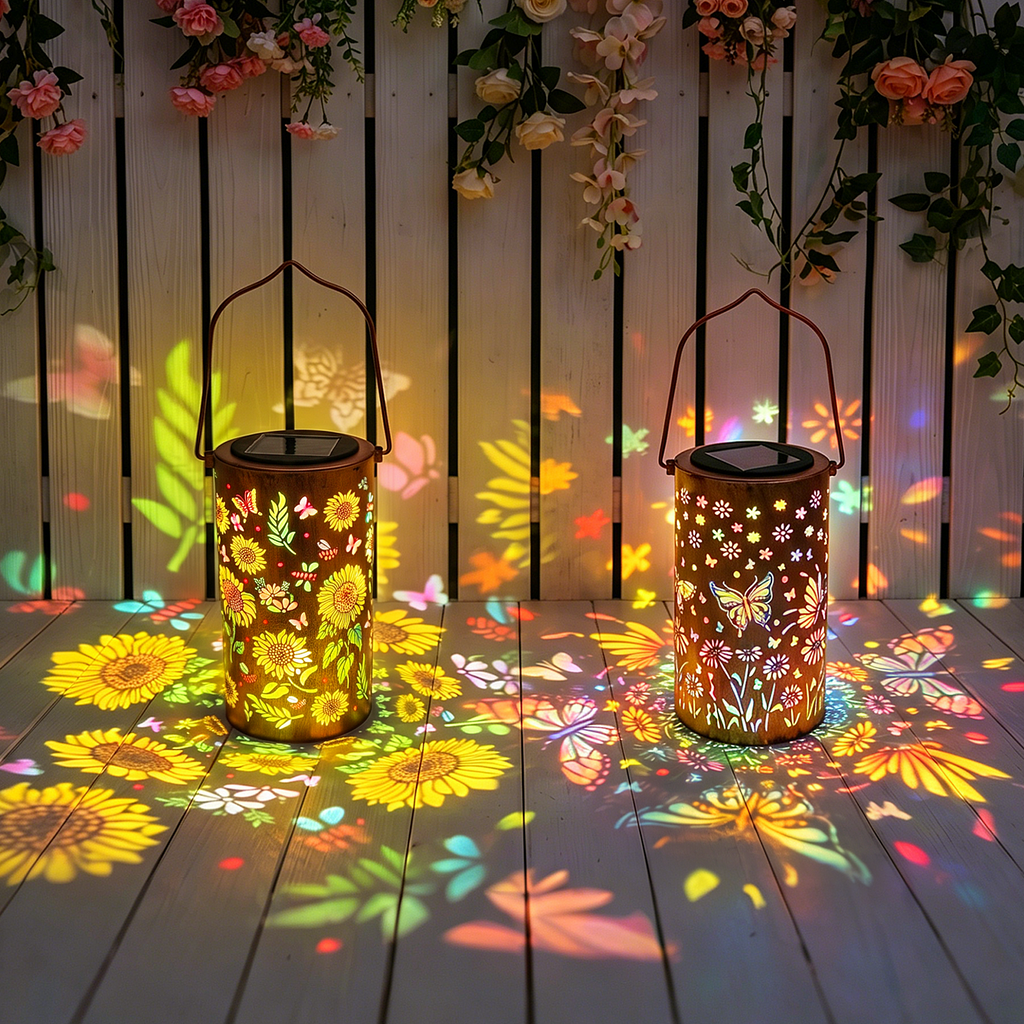 Colorful Solar Lanterns IP65 Outdoor Waterproof, Mother's Day Gifts for Women Mom Grandma - LED Colorful Sunflower Solar Lights Metal Hanging Lantern for Patio Yard Porch