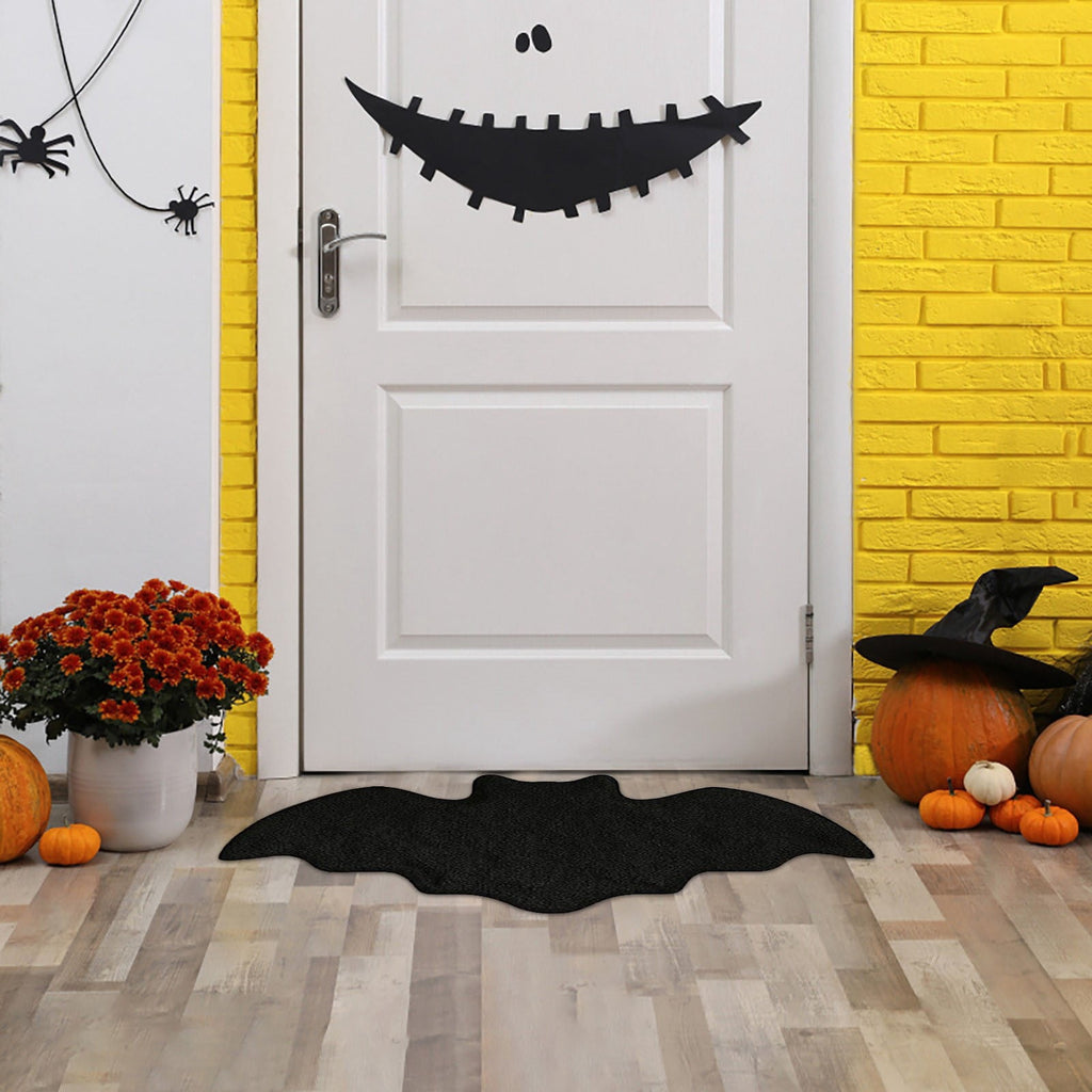 BinKFF Halloween Bats Welcome Door Mat,Black Bat Doormat for Outside Entrance Home Decor,Non-Slip Carpet Rugs with Felt Entryway Mat for Patio Indoor Front, 5 Sizes