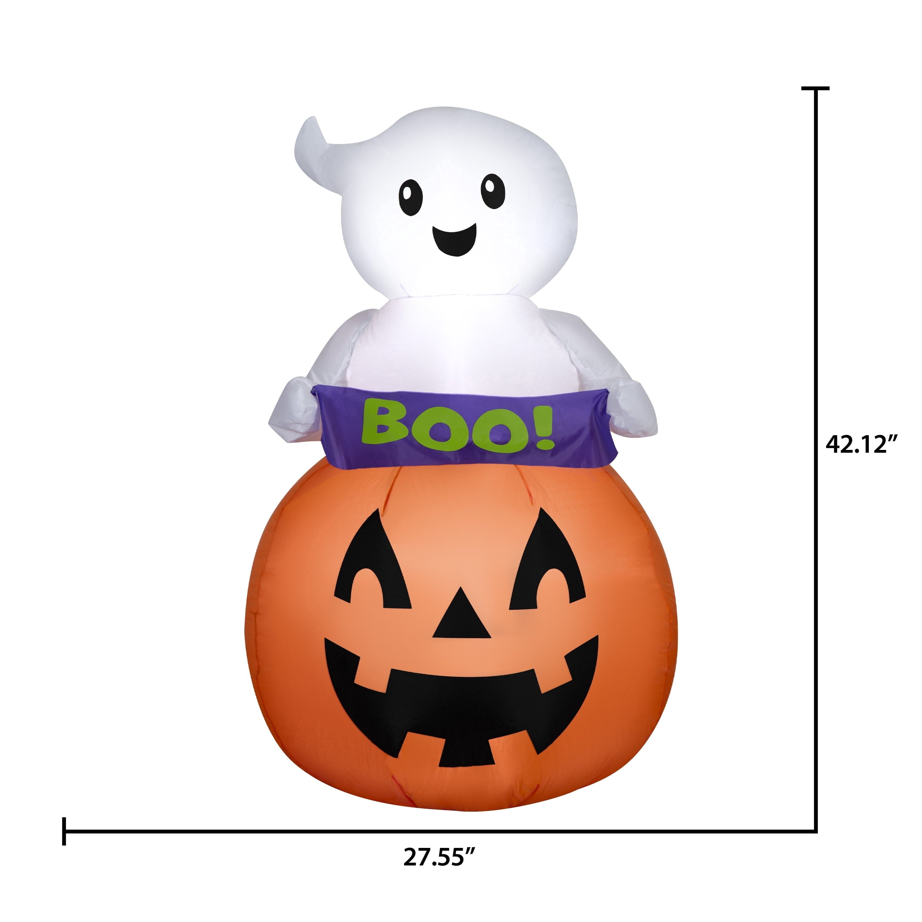 Baby Ghost in Jack-o'-Lantern with Banner Airblown Yard Inflatable, Multicolor, 3.5', Halloween by Way To Celebrate