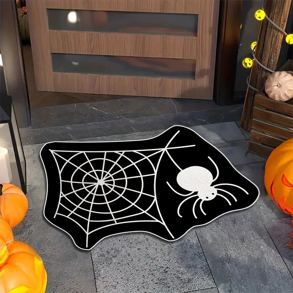 Xuniizn Halloween Mat, 16X24" Velvet Halloween Door Mat for Outside Entrance, Spooky Halloween Rug for Outdoor & Indoor, Non Slip Washable Halloween Doormat, Halloween Bathroom Decor