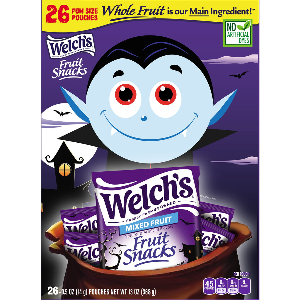 Welch's Fruit Snacks, Halloween, Mixed Fruit, Soft Kids Snacks, 0.5 oz, 26 Count