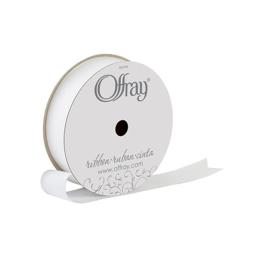 (2 pack) Offray Ribbon, White 7/8 inch Grosgrain Glitter Polyester Ribbon for Sewing, Crafts, and Gifting, 9 feet, 1 Each