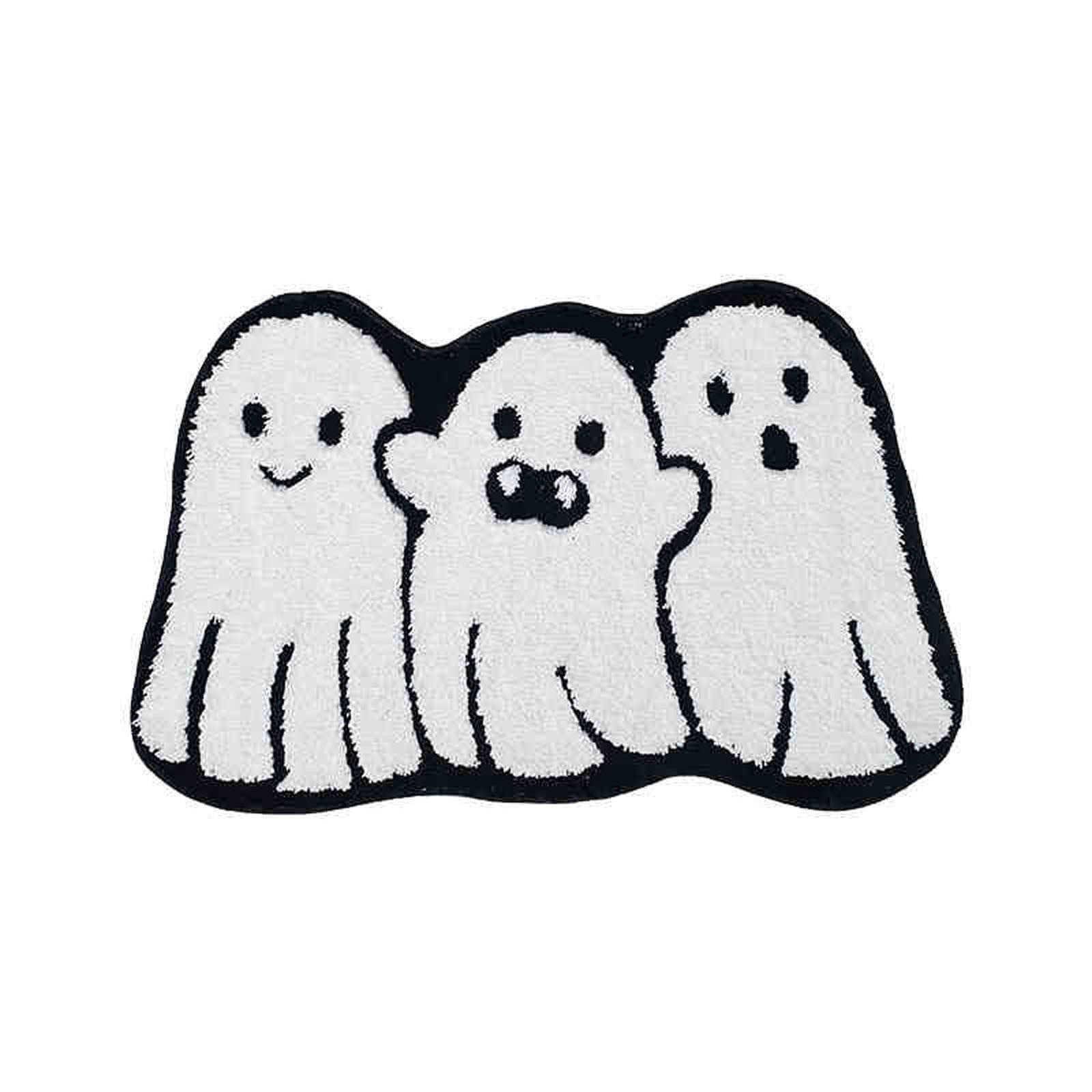 Halloween Bath Mat Ghost Multicolor Irregular Mat 27.56x17.72in Polyester Skidproof & Absorbent for Bathroom Entryway Living Room Halloween Door Mat by MPOISVA
