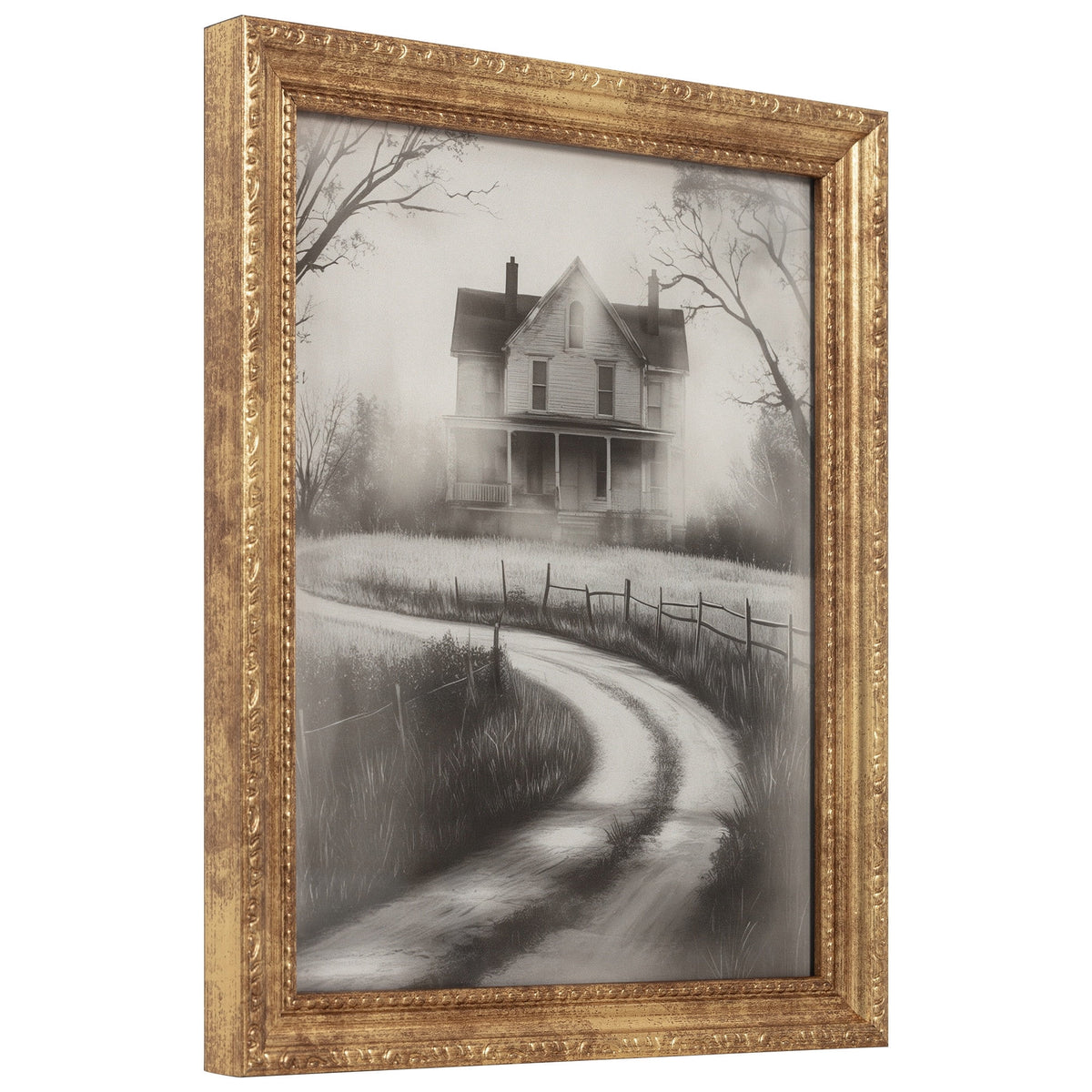 My Texas House Haunted Path Halloween Art 9x11 Framed Print Under Glass
