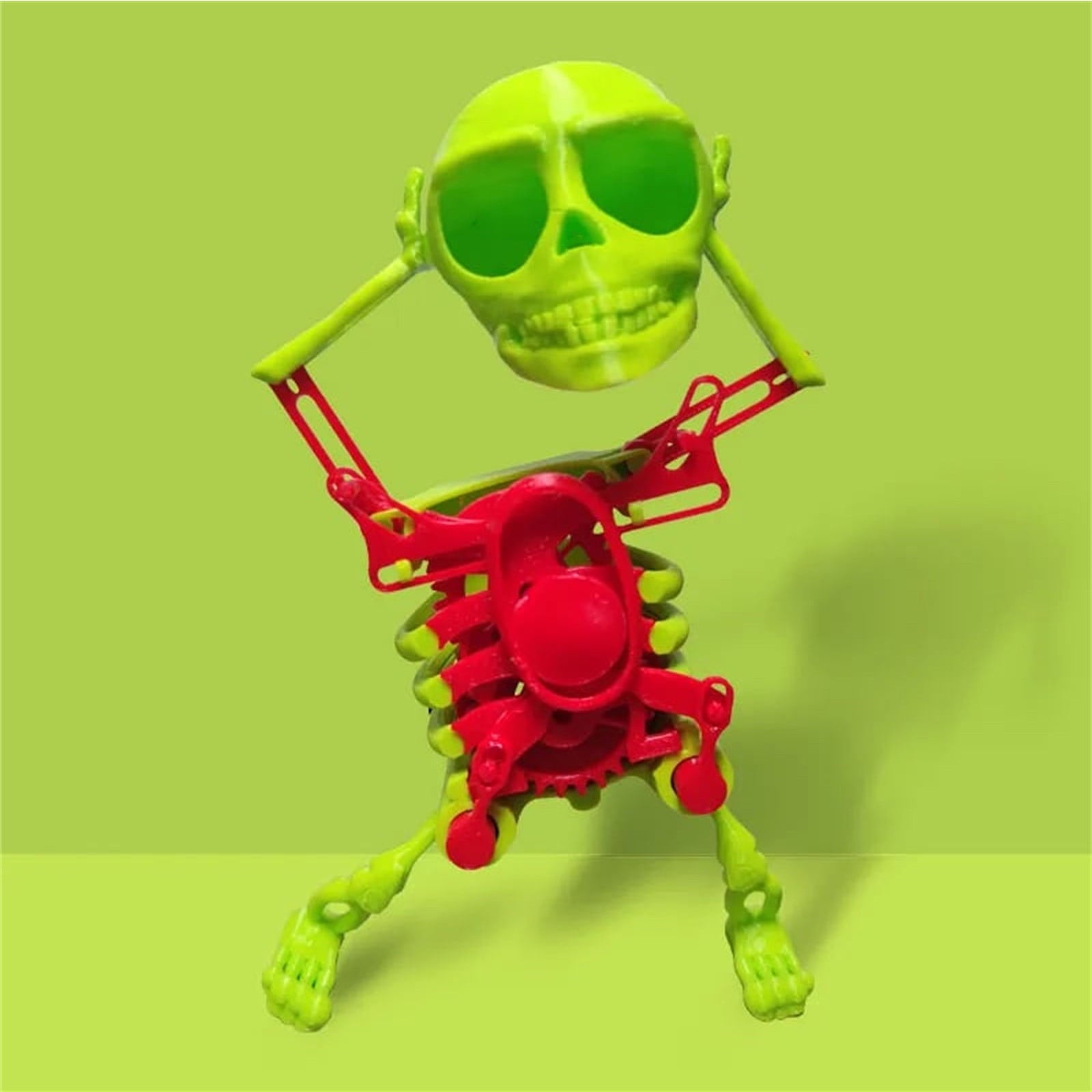 Skeleton Wind Up Toy - Dancing Swinging Mechanical Figure, Clockwork Animated Halloween Decoration, BPA-Free Plastic No Battery Needed Kids Room Decor