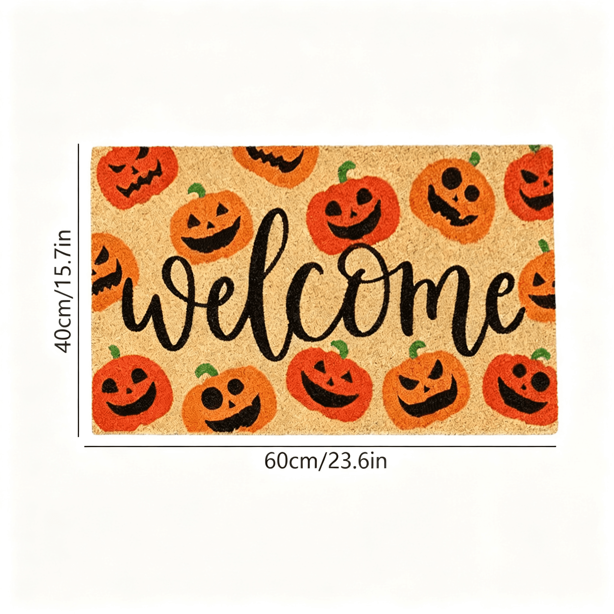 Halloween Pumpkin Welcome Door Mat, Funny Durable Non Slip Decorative Rugs for Bathroom Bedroom Kitchen Front Door