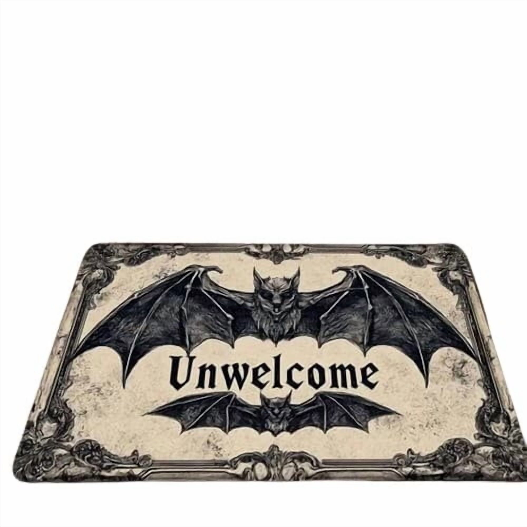 Rvkxad Gothic Halloween Doormat, Scraper Style Entry Door Mat, Coir Welcome Mat for Porch Entrance Kitchen Floor
