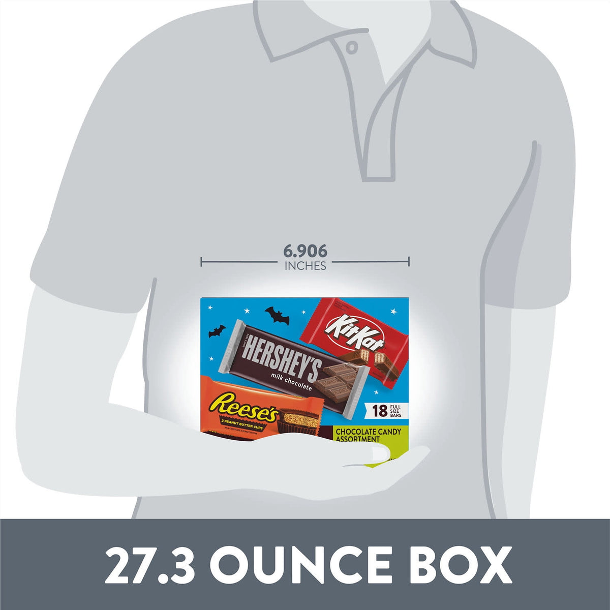 Hershey's, Kit Kat and Reese's Assorted Milk Chocolate, Halloween Candy Bulk Box, 27.3 oz (18 Count)