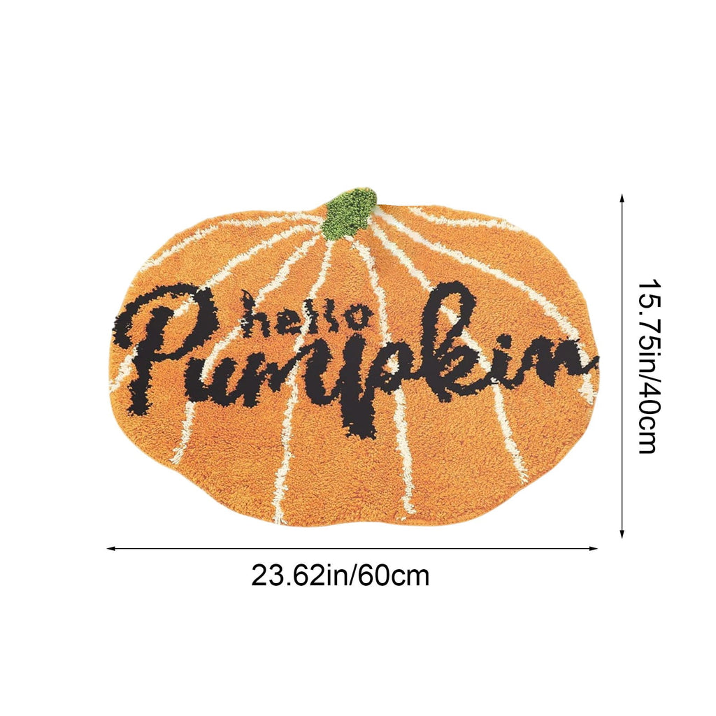 Fall Bathroom Rug Cute Pumpkin Shape Bath Mat Autumn Orange Non Slip Shower Rugs Foot Mat Front Door Mat Carpet Floor Rug for Kitchen Bedroom Living Room Family Decor