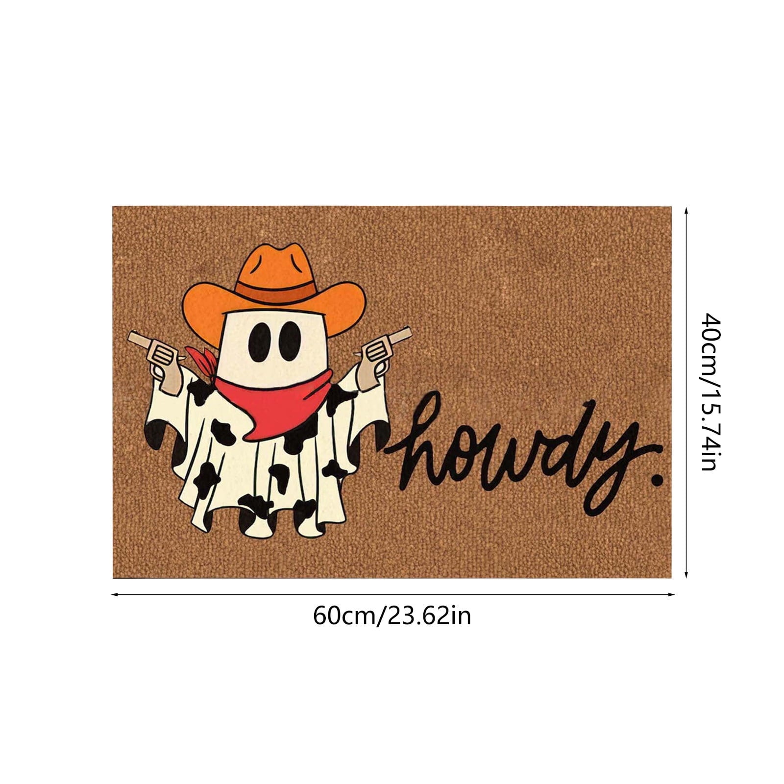 Halloween Doormat Coir Door Mat Howdy Ghosts Happy Halloween Door Mat Indoor Outdoor Front Door Mat Non-Slip Rubber Back Funny Door Mats Low Profile Machine Washable