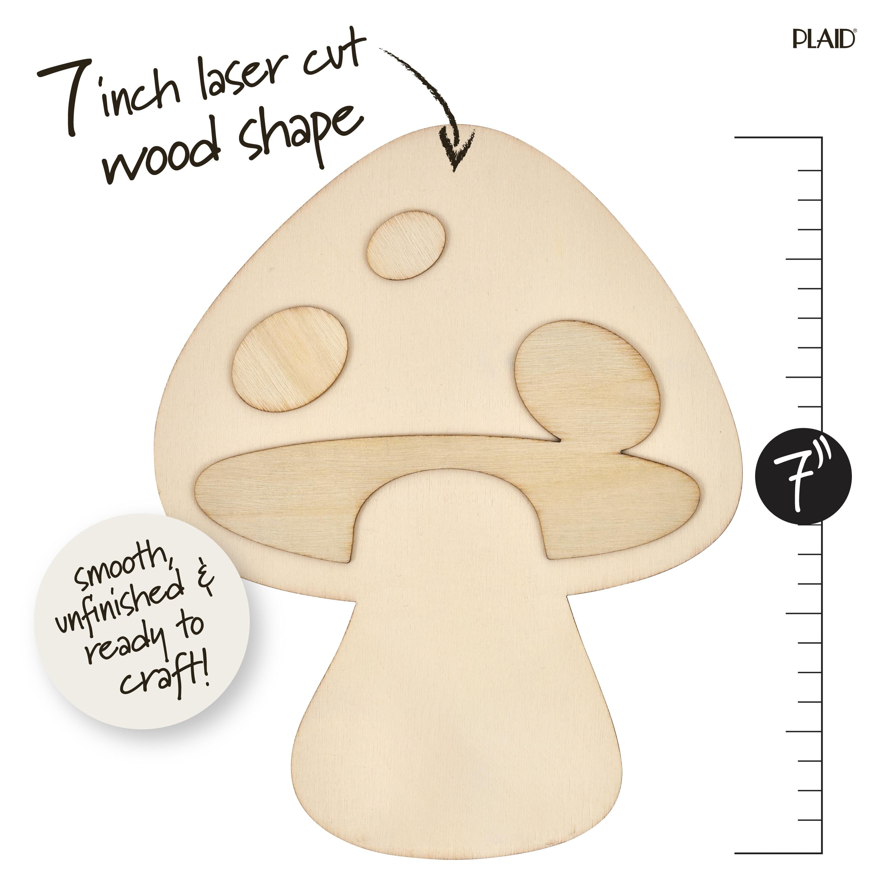 (2 pack) Plaid Unpainted Wood Surfaces, Mushroom, 7"