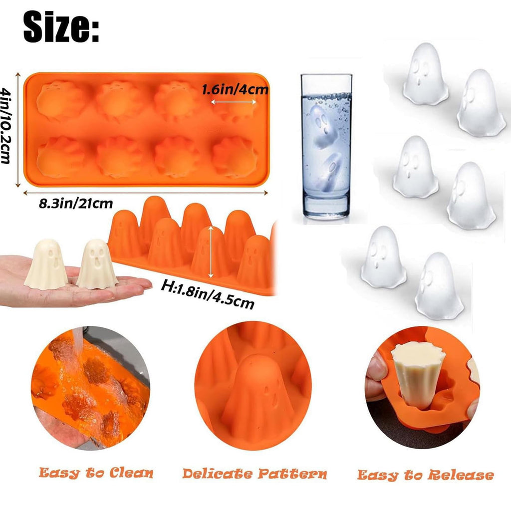 3D Ghost Silicone Mold Halloween Baking Molds for Chocolate Jello Candy Gummy Cake Pop Soap Food Ice, Cute Ghost Jello Shot Mold Halloween Chocolate Molds Silicone Shapes Halloween Bakeware