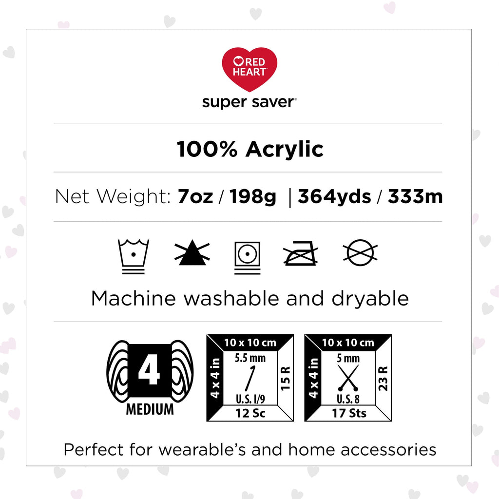 Red Heart Super Saver 4 Medium Acrylic Yarn Black 7oz 198g 364 Yards