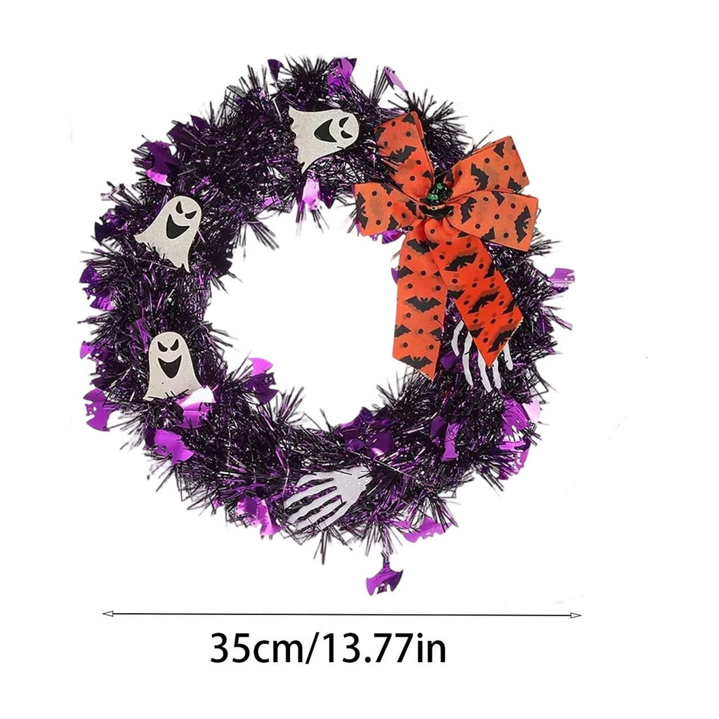 Boovnll Halloween Wreath, 18" Horror & Novelty Handmade Black Twig Glitter Bats Halloween Wreaths for Front Door Fireplace Wall Porch Party Decor, Halloween Decorations