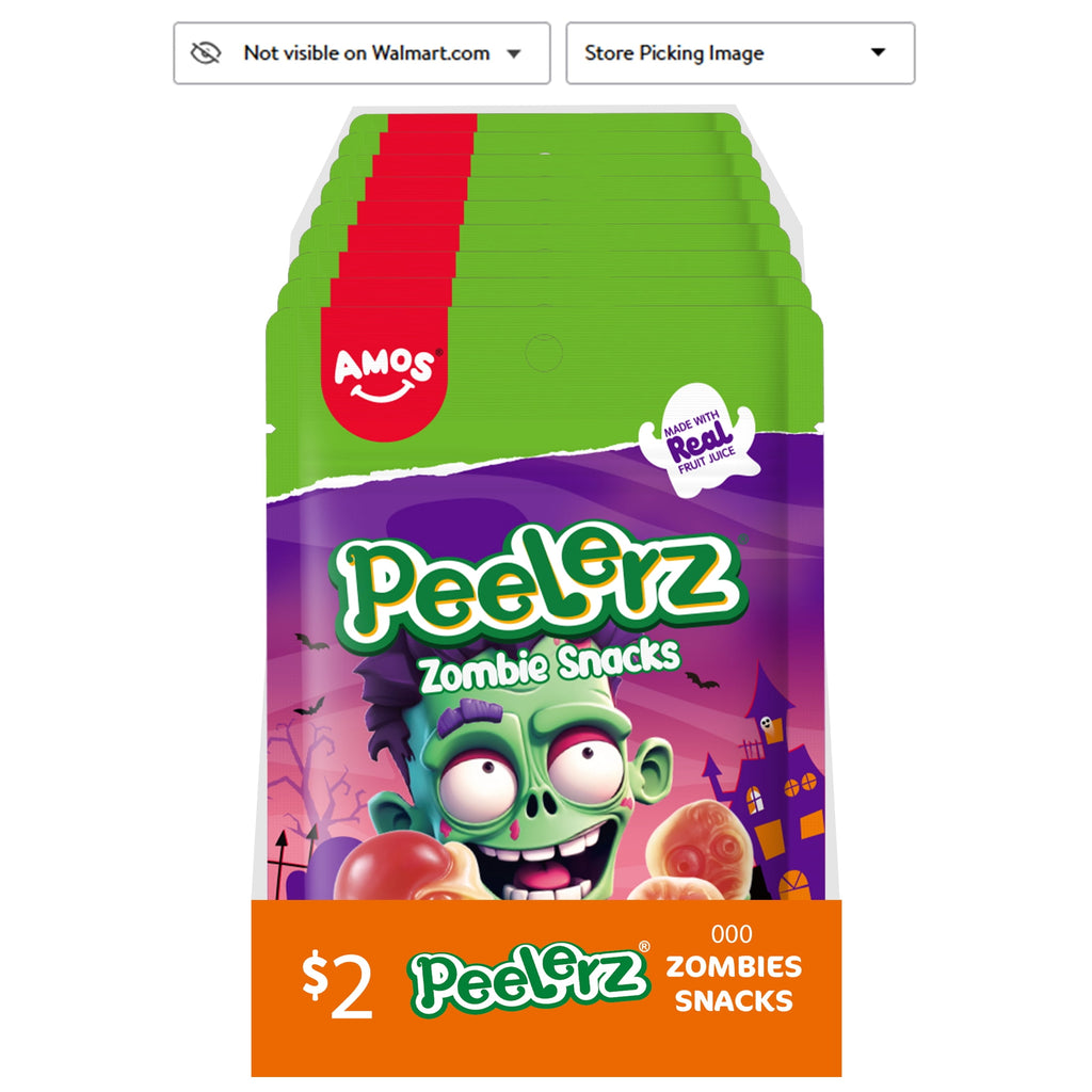AMOS Peelerz Zombie Gummy Snacks, Allergen Free, 3.7 oz