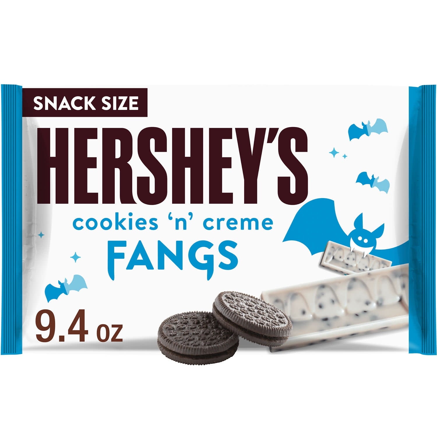 Hershey's Cookies 'n' Creme Fangs Snack Size, Halloween Candy Bag, 9.4 oz