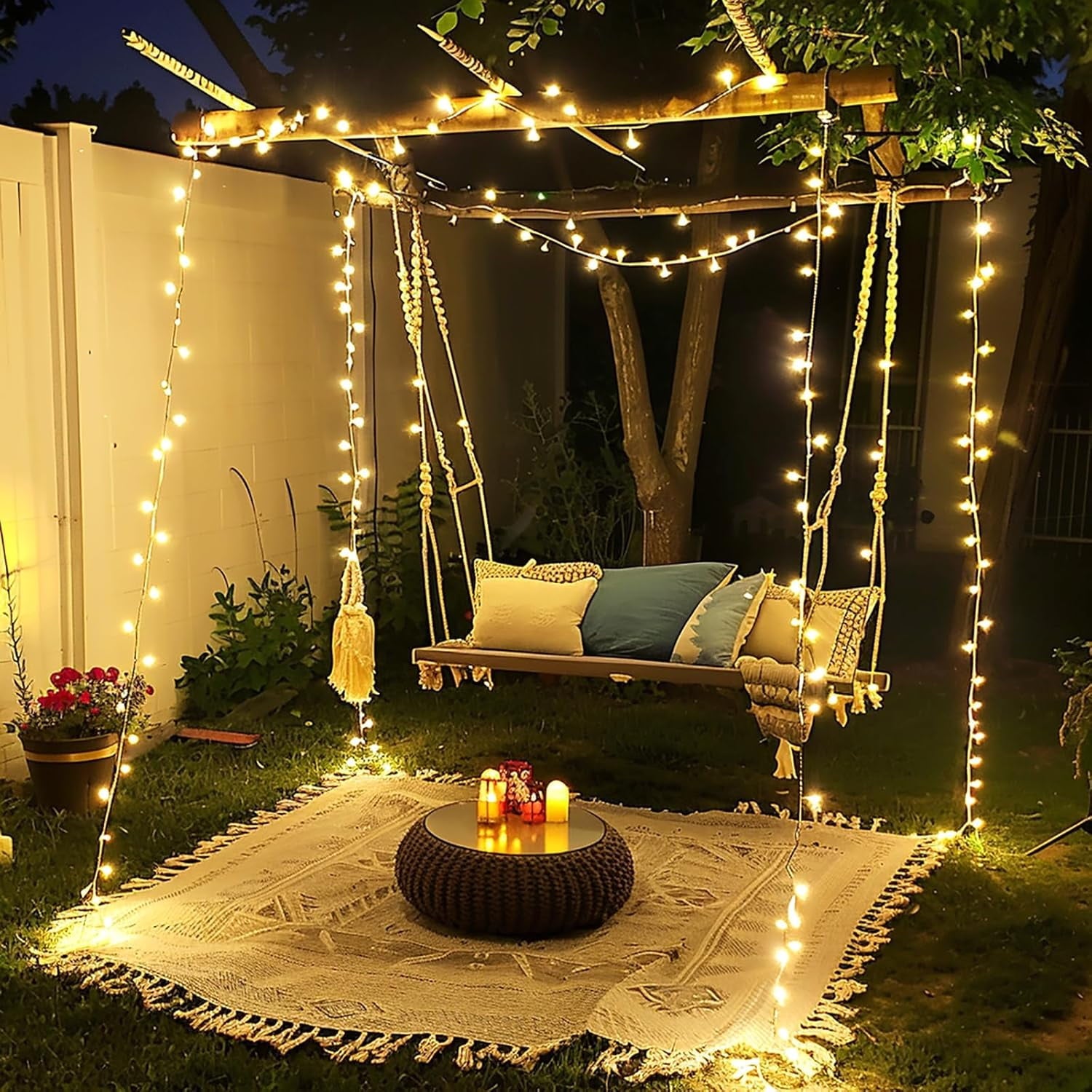 33ft 100 LED Pink Battery Lights for Bedroom, Pink Christmas String Lights with 8 Modes Remote Indoor Outdoor, Fairy Twinkle Lights for Room Party Tree Valentine