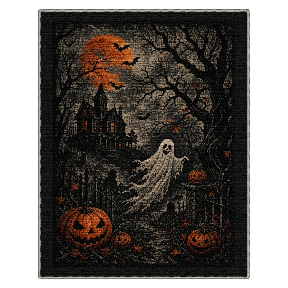 GENIMO 2'x7' Halloween Runner Rug, Washable Non Slip Soft Whimsical Skeleton Indoor Outdoor Hallway Runner for Porch Patio Kitchen Entryway, Charcoal Black