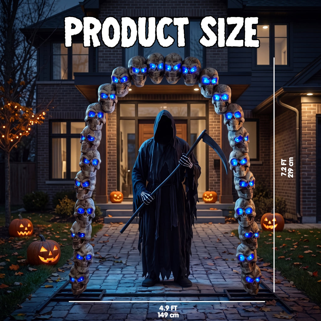 Joyfy 3.3x6.4FT Giant Halloween Groundbreaker Skeleton Decorations Outdoor, Light Up Animated Skeleton, IR Activated with Creepy Sound & Scary Motion, Scary Outdoor Indoor Halloween Decor for Graveya