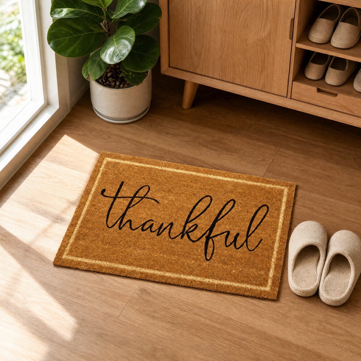 Fall Pumpkin Coir Doormat, Oh My Gourd Anti-Slip Front Door Mat Vintage Harvest Thanksgiving Halloween Entryway Floor Rug