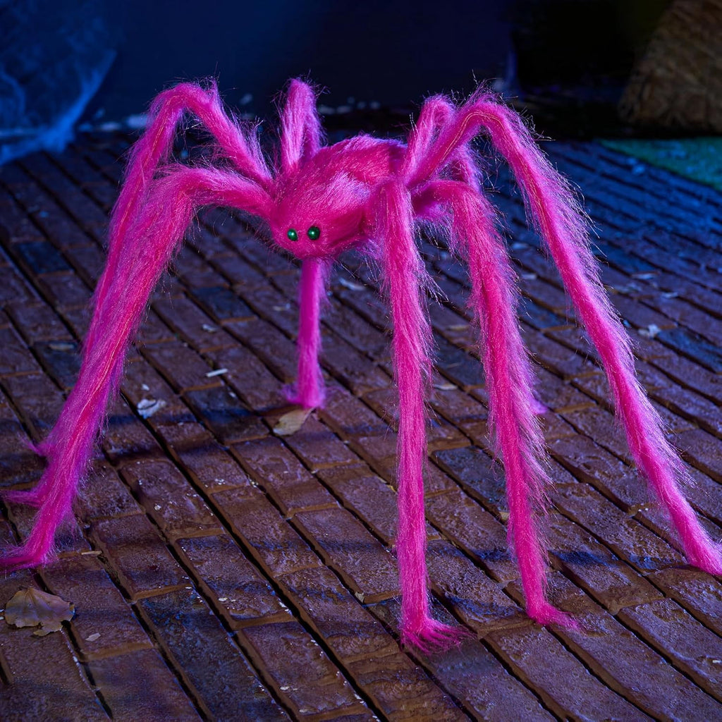 Joyfy 5 ft Scary Giant Spider Halloween Decorations Outdoor,Poseable Spider Lifelike Hairy Prop for Yard,Haunted House,Tree or Porch Party Decorations,Black