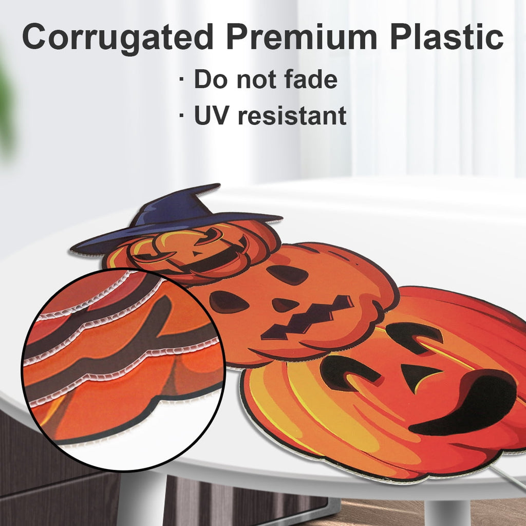 2Sets Halloween Yard Lawn Stakes Cute Pumpkin Yard Sign Vintage for Halloween Garden Decorations Outdoor