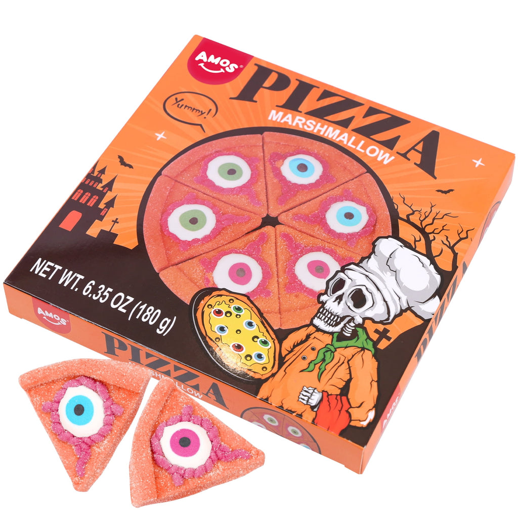 AMOS Cotton Candy Halloween Pizza, Eyeballs Candy for Party, Gluten-Free, 6 Count, 6.35 oz