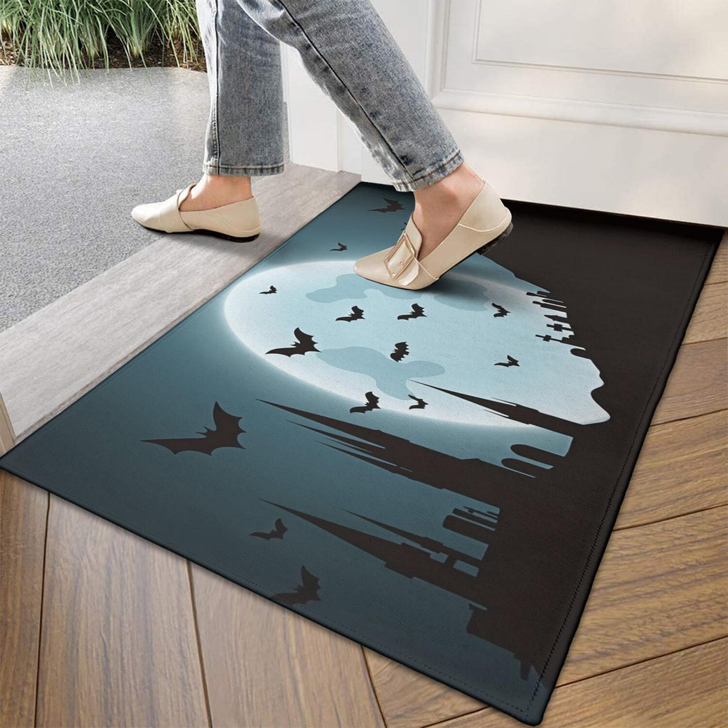 Happy Halloween Door Mat Decorations Spider Bat Doormat Plain the Indoor Door Mat/Outdoor Crystal Velvet 30x17 Inches