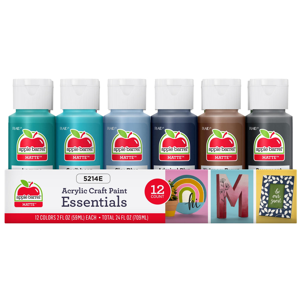 Apple Barrel Acrylic Craft Paint, Matte Finish, Essentials, 2 fl oz, 12 Piece