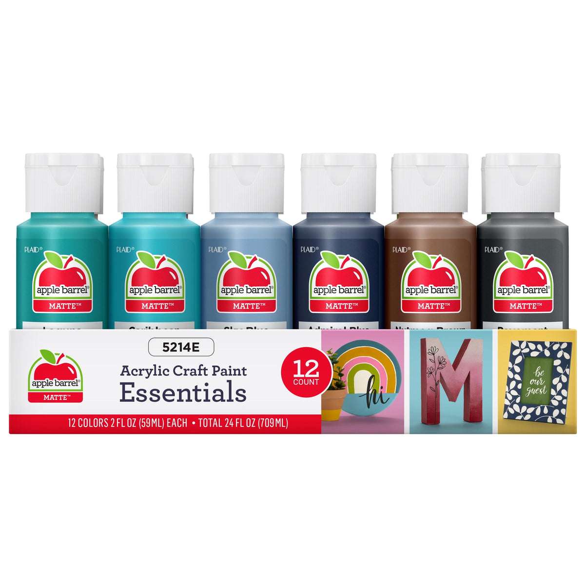 Apple Barrel Acrylic Craft Paint, Matte Finish, Essentials, 2 fl oz, 12 Piece