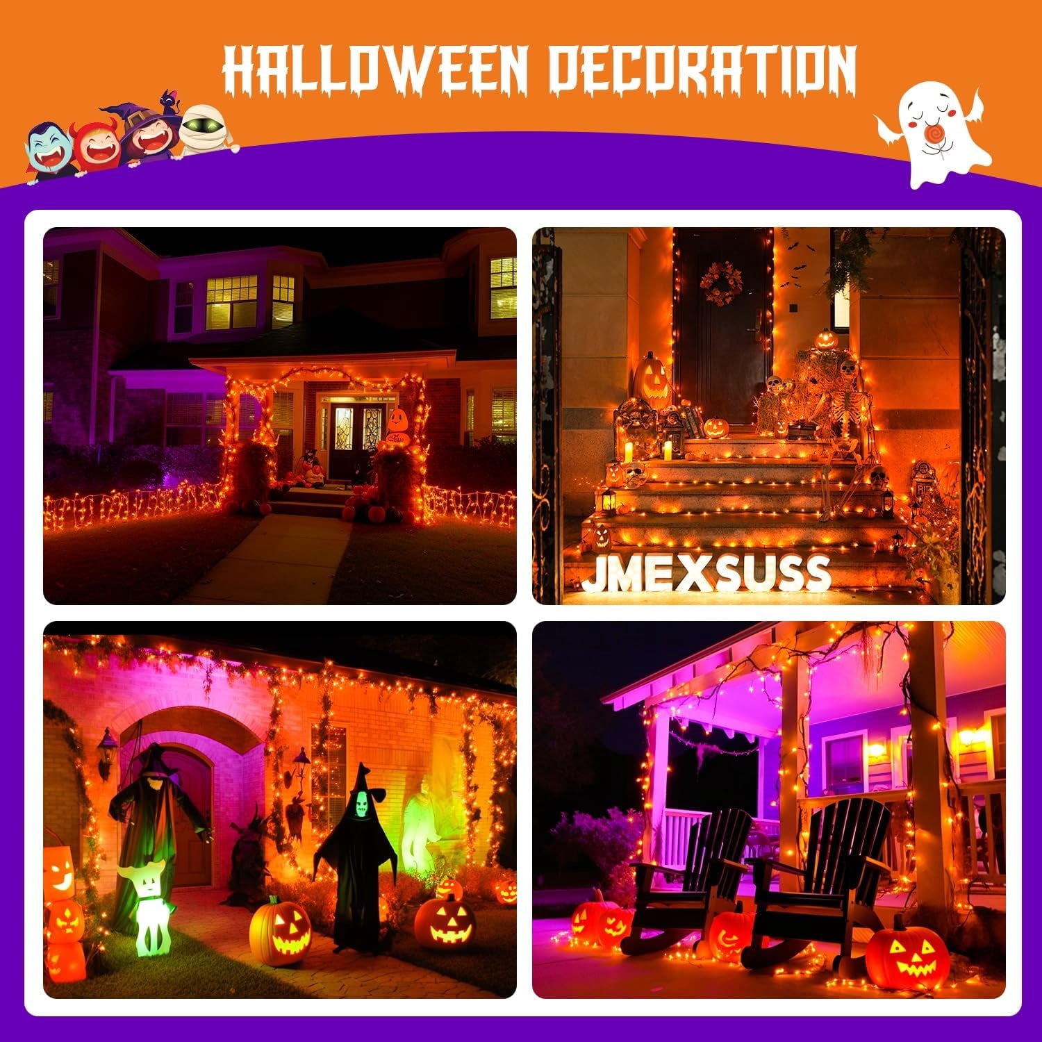 JMEXSUSS 2 Pack Solar String Lights Outdoor, 100 LED 42.7ft White Solar Lights Outdoor Waterproof, 8 Modes Green Wire Solar Christmas Lights for Garden, Wedding, Party, Christmas Tree Decoration