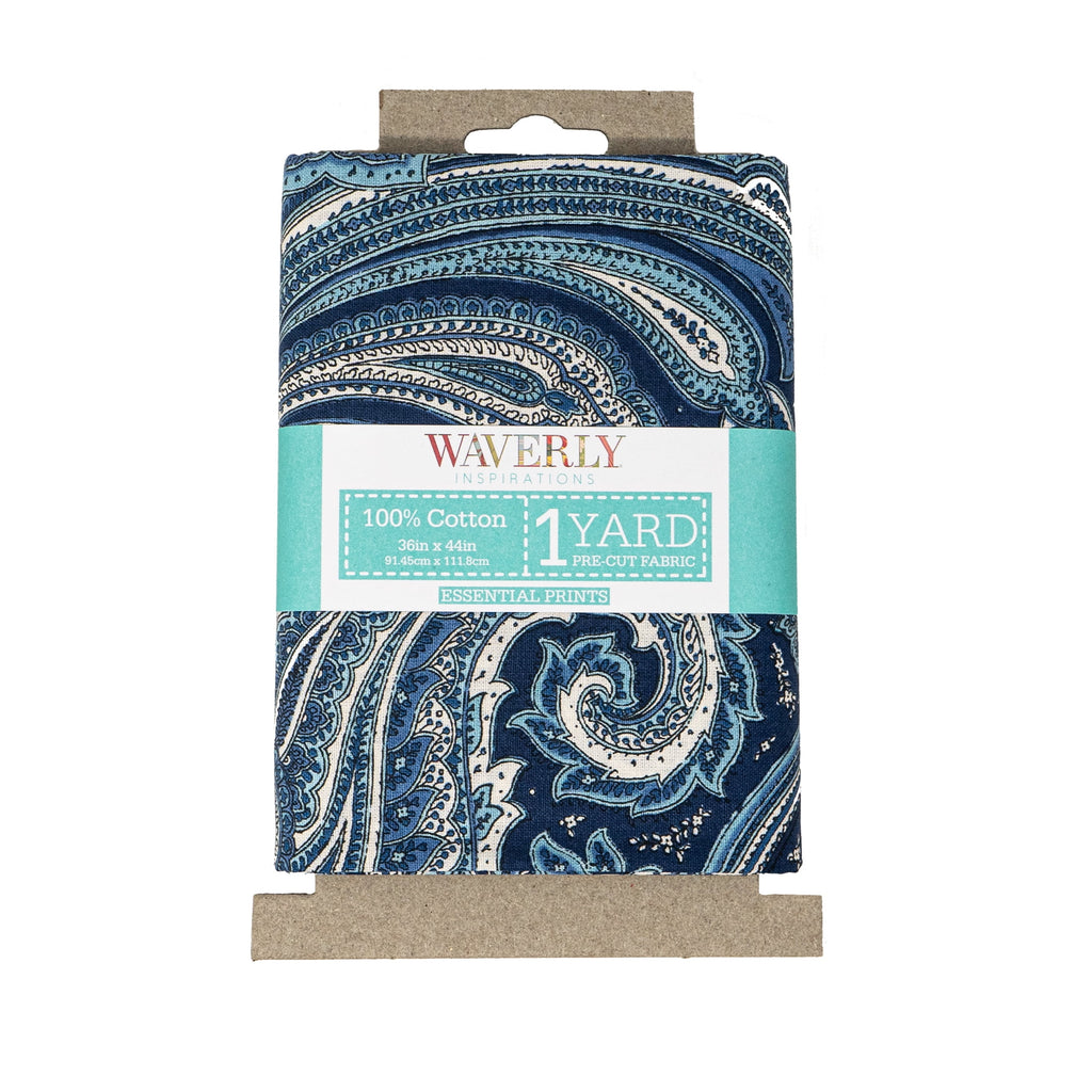 Waverly Inspirations 1 Yard Cut 100% Cotton Prints Fabric, Paisley Navy, 44 in Wide for Quilting & Sewing