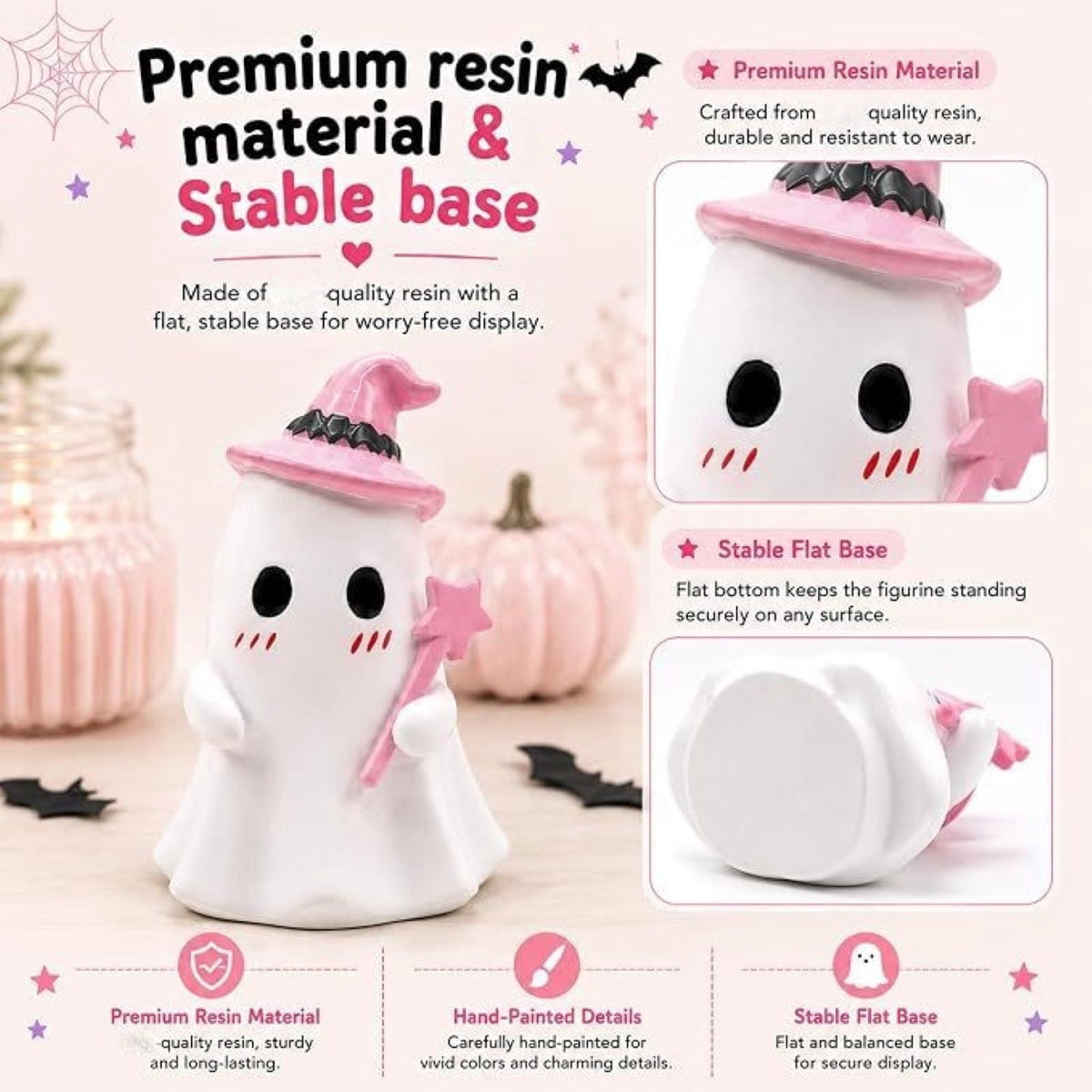 AuroraX Halloween Ghost Decor Outdoor Halloween Decoration Courtyard Tabletop Desktop Haunted Halloween Decoration for Yard Garden Pink