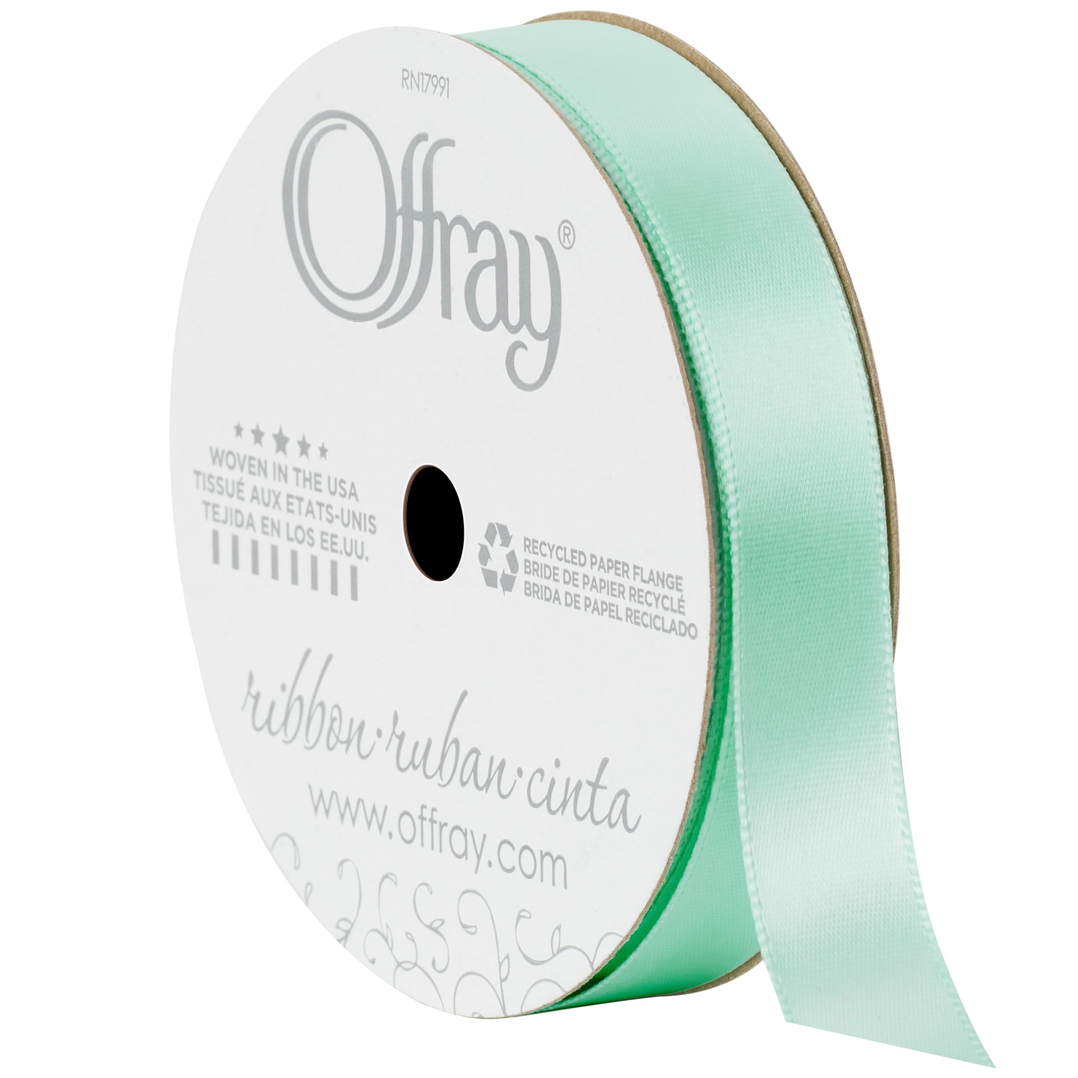 (3 pack) Offray Ribbon, Forest Green 5/8 inch Single Face Satin Polyester Ribbon, 18 feet