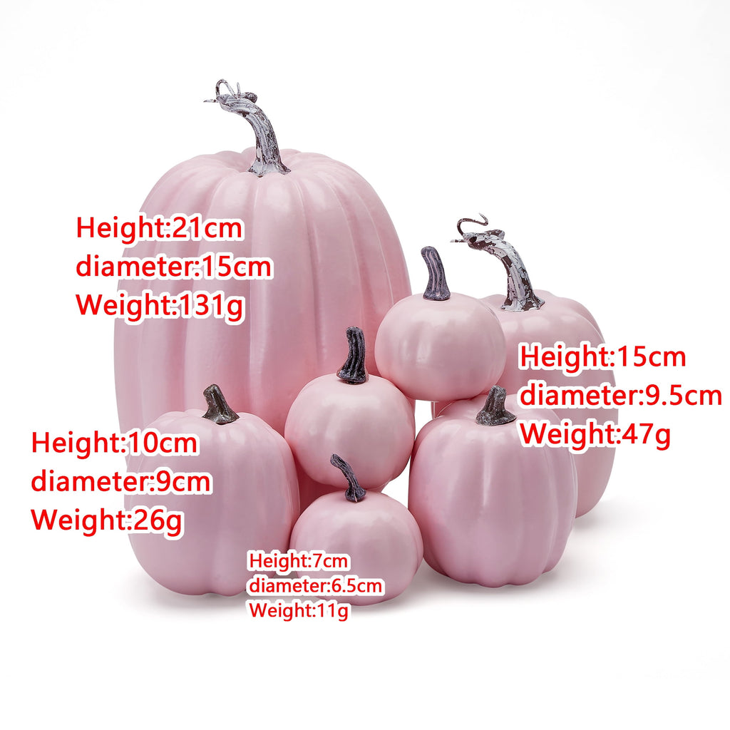 Xsylife 7Pcs Assorted Sizes Halloween Pumpkin Model Artificial Craft Fall Harvest Thanksgiving Decoration