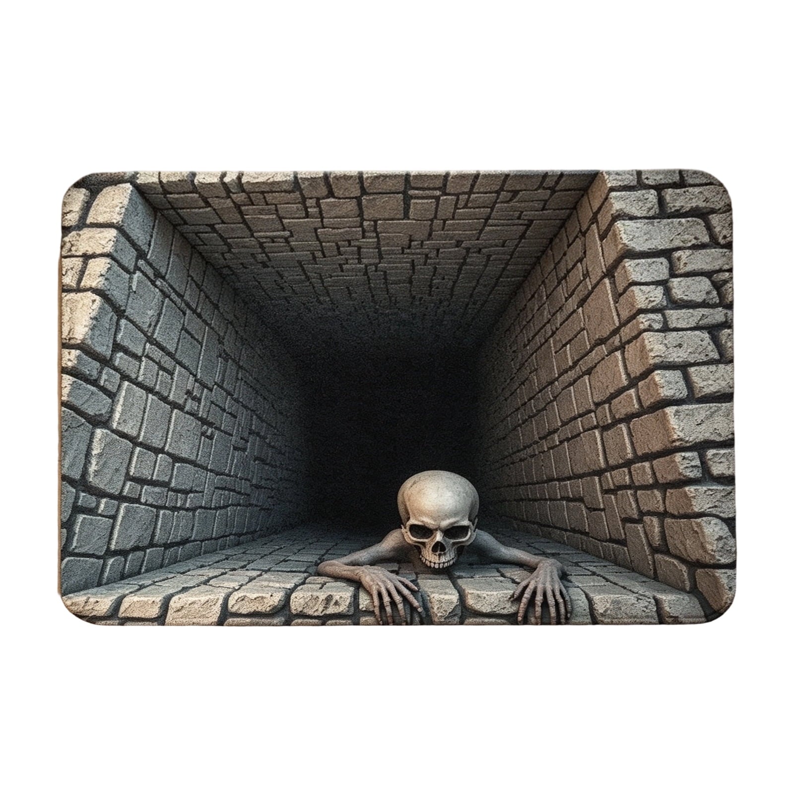 Halloween Decorations-3D Scary Skull Tunnel Doormat,Creepy Brick Wall Skeleton Visual Illusion Entryway Rug,Non Slip Rubber Back Diatomaceous Earth Mat for Porch Hallway Indoor Outdoor Home Decor