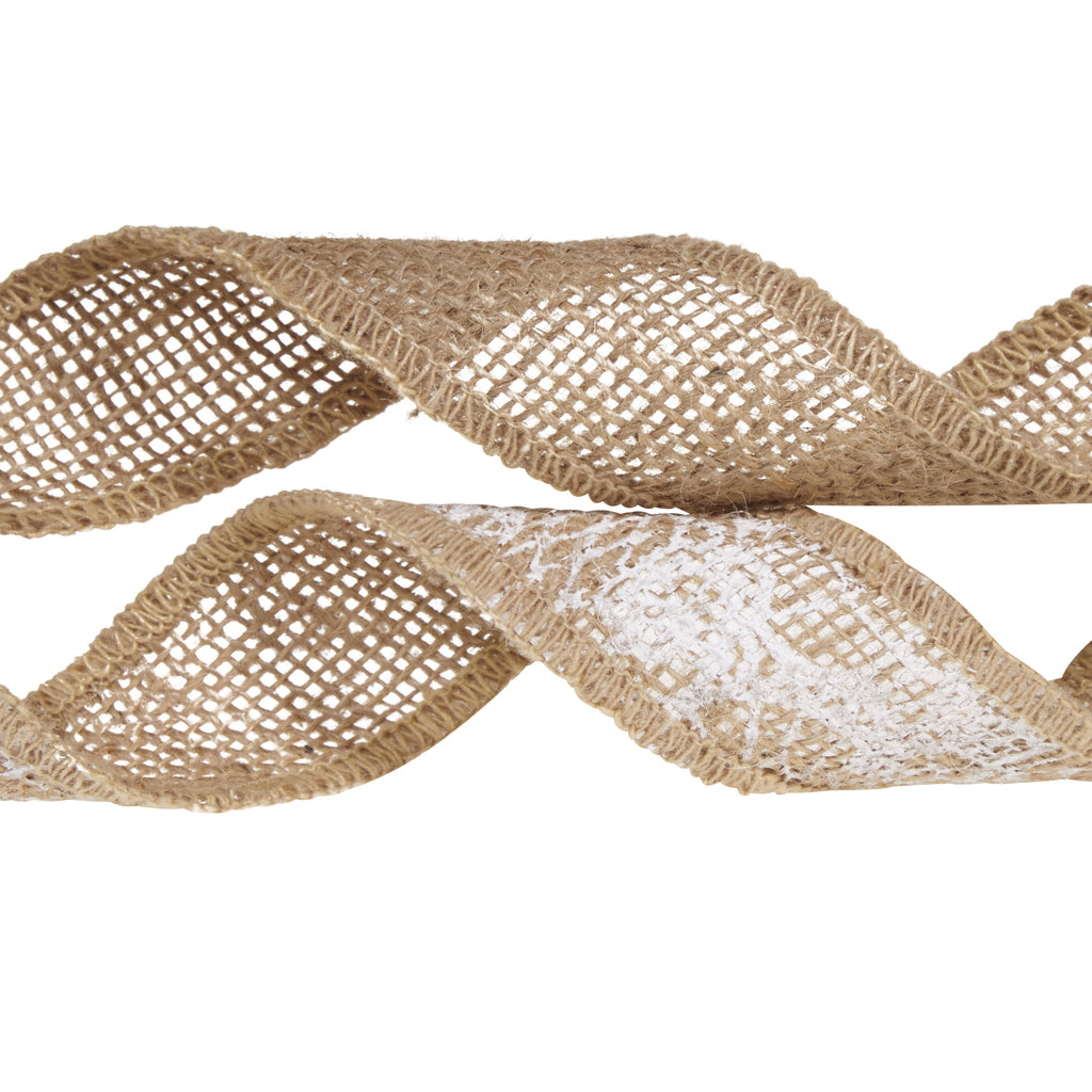 Love, Laugh, Craft Burlap Ribbon Set, 1.5"W x 3-Yds, Natural/White Stripe