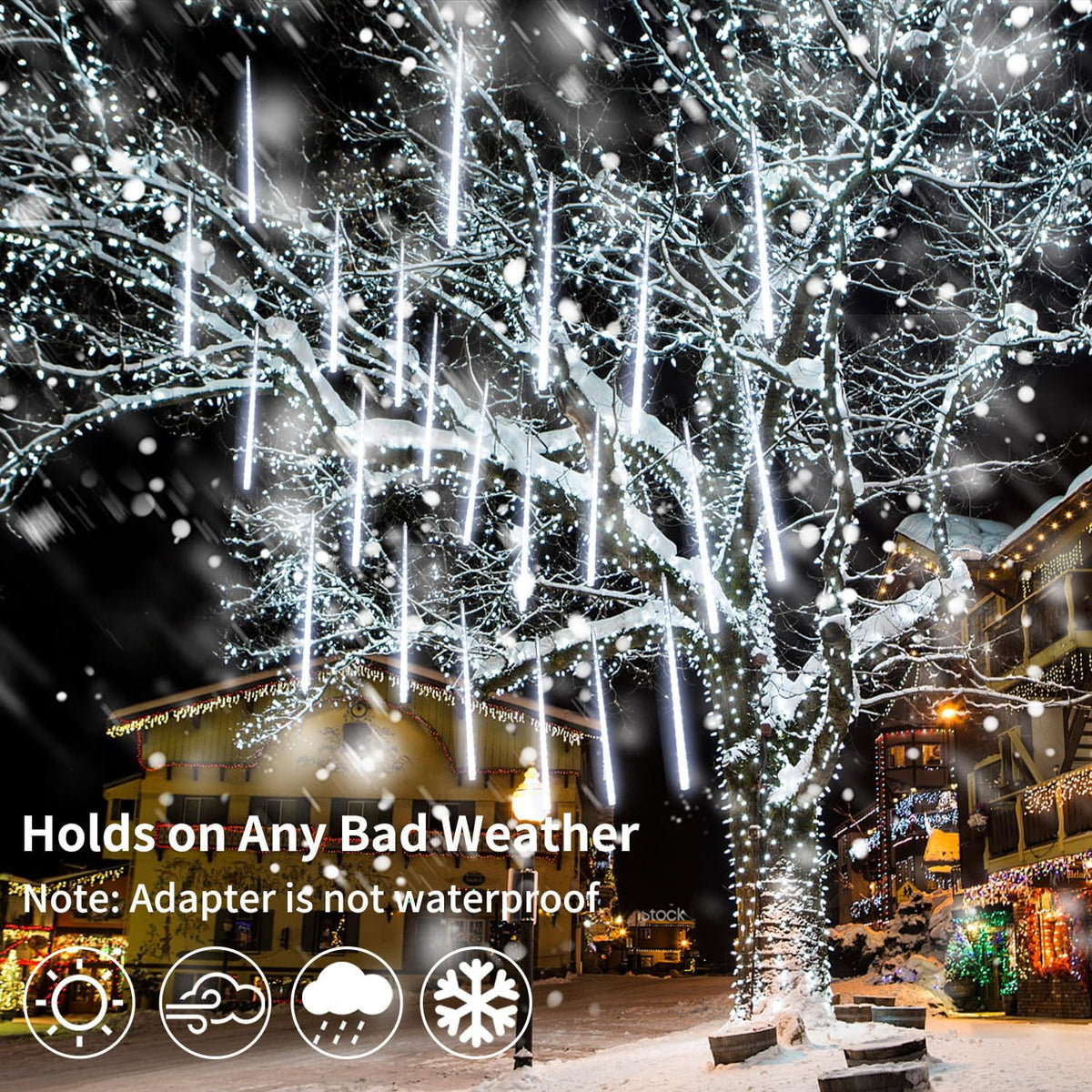 Scidweet Christmas String Lights, 20 inch 10 Tubes 540 LED Icicle Twinkle Meteor Shower Lights Outdoor for Christmas Halloween Holiday Party Home Decor, White