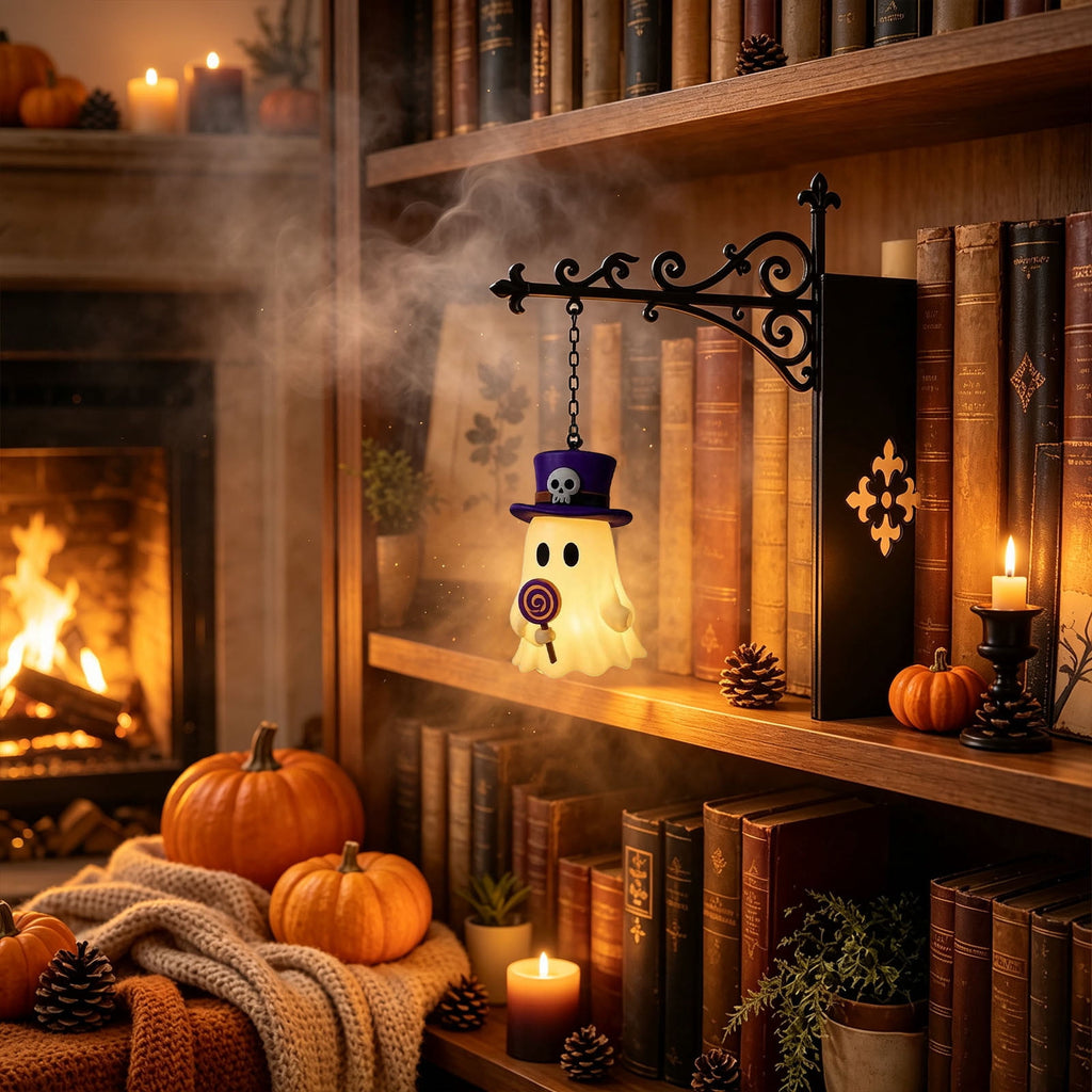 Nkmbld Halloween Bookshelf Lamp, Vintage Library Lantern Decorative Bookshelf Lighting, Hanging Ghost Lantern Book Shelf Light, Halloween Decorations Indoor