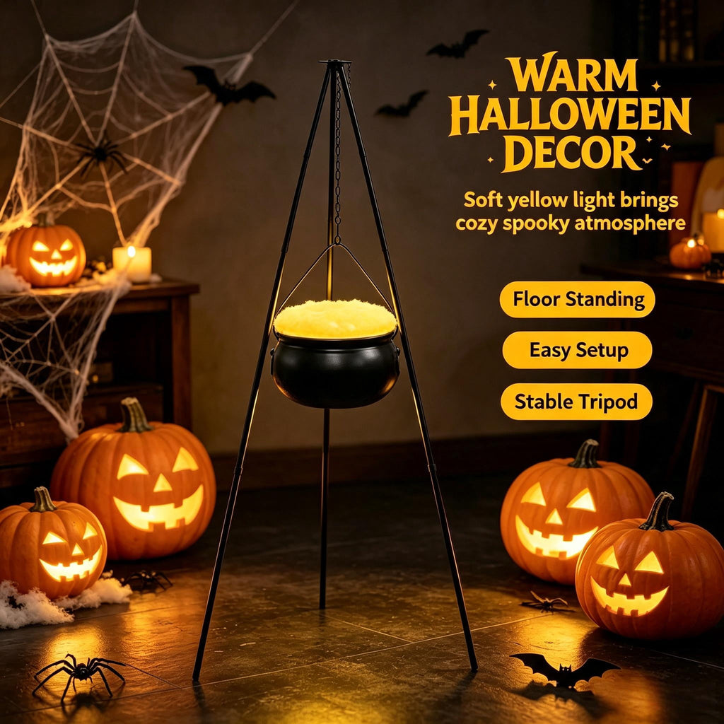Muecwrye Halloween Decorations Outdoor, Halloween Clearance! Halloween Witches Cauldron on Tripod with Lights, DIY Bubbling Cauldron Set Decor for Home Porch Outside, Halloween Party Supplies